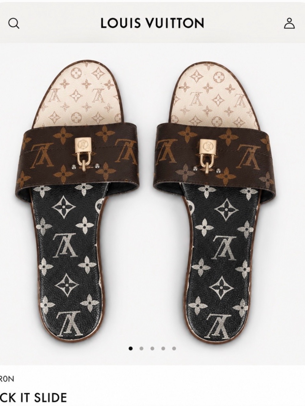 Louis Vuitton Lock It Brown Mixed Monogram  Slide Sandals